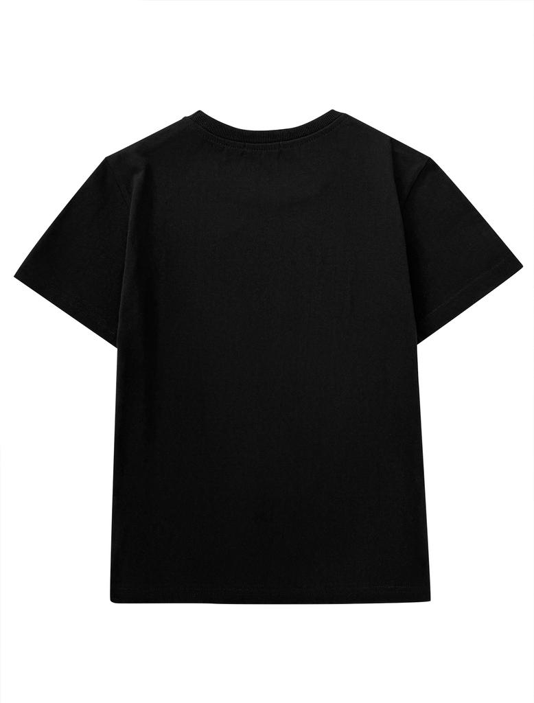 Lupeu Dot Star Logo Patch Slim Fit Short Sleeve T-Shirt Black