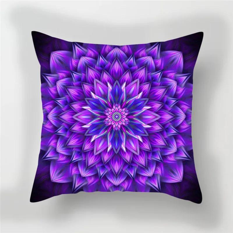 Home Decoration Pillow Case Contrast Flower Print Cushion Cover Car Office Gradient