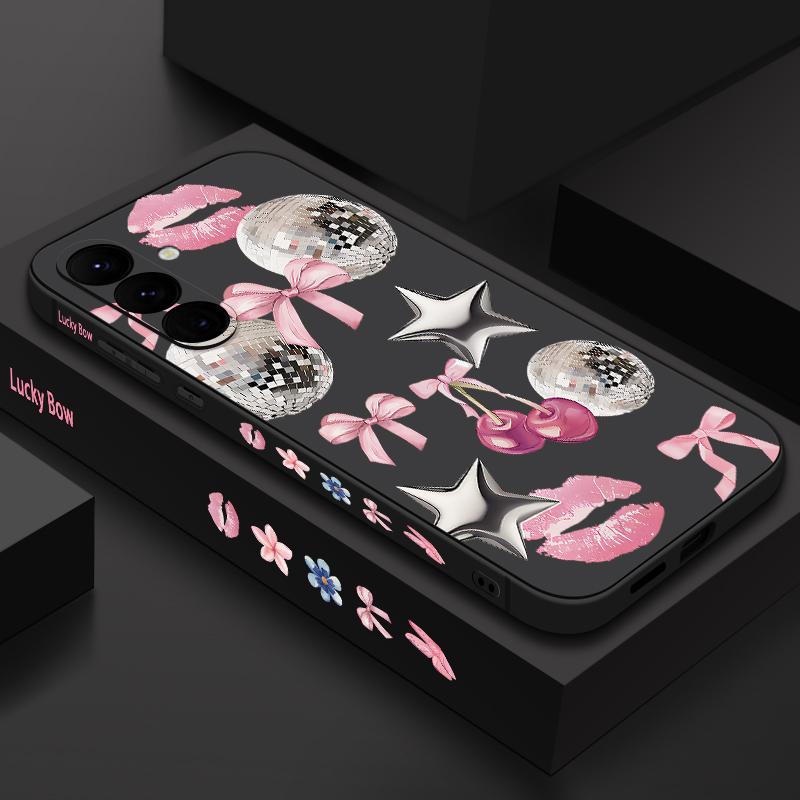 Schleifen Sterne Silikon Handyhülle Für Samsung Galaxy A17 A56 A36 A55 A26 A16 A15 5G A25 A54 A14 A06 A34 Weiches TPU Lanyard Hülle