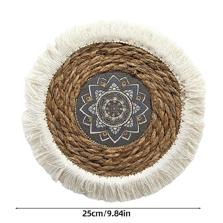 Individualisierte Rattan-Wanddekorationen Einzigartiger runder Wandbehang aus Grasgeflecht