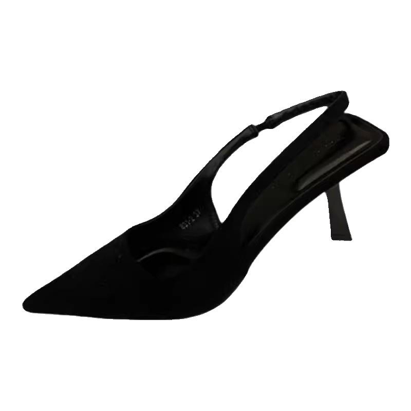 French bag head sandals high-heeled women's spring and summer 2025 new suede light mouth thin heel temperament with skirt cool single shoes