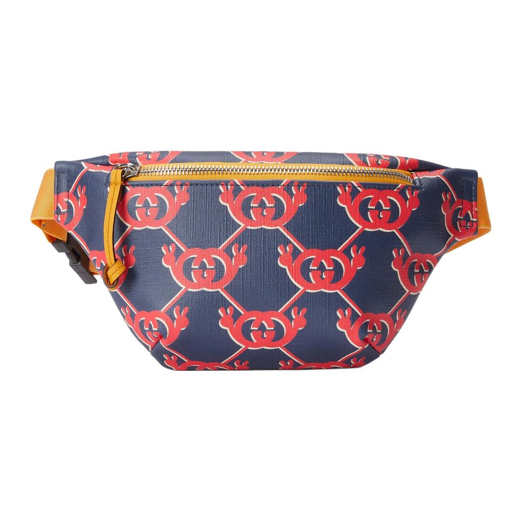 Gucci Gg Snail Print Zipper Canvas Shoulder Crossbody Waist Chest Bag Kids Bags Blue Red 502095-FABBH-4074