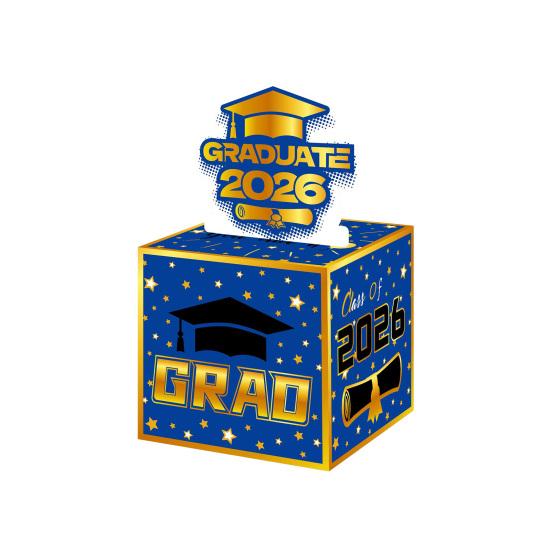 2026 Graduation Money Box for Cash Gift Pull, Class of 2026 Graduation Party Money Holder Box, Funny Congrats Grad Gifts for High School College синий