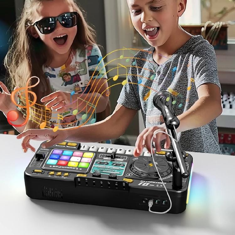 Interactive DJ Mixer Set Music Instrument Toy For Toddler Phone Connectivity 12 Sound Effects Musical Education Toy