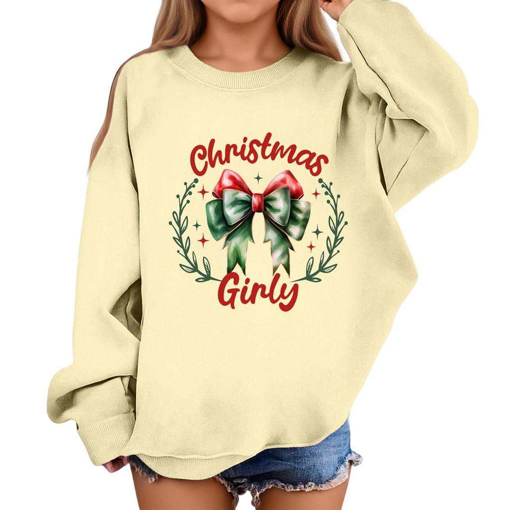 Children's Fashionable Casual Long-sleeved Loose Christmas Print Pullover Sweatshirt