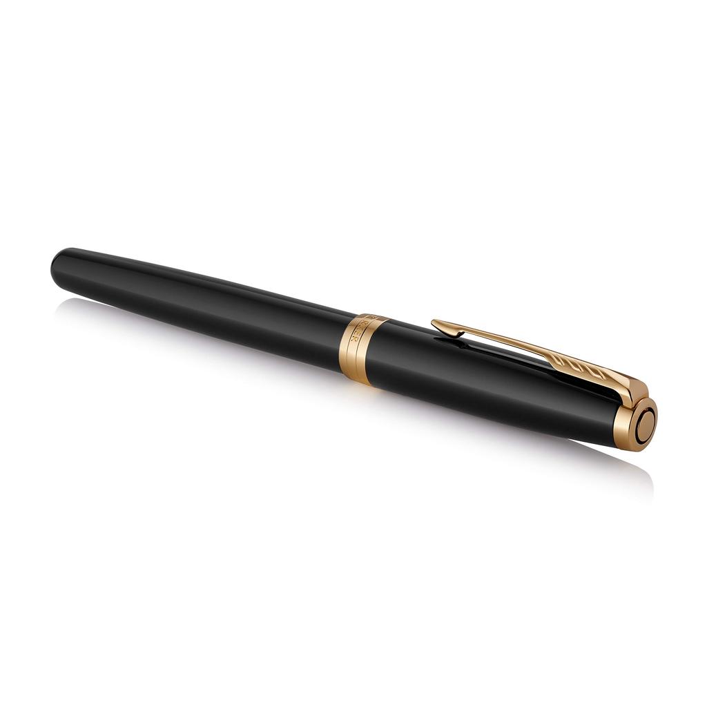 PARKER Sonnet Lacquered Black GT Fountain Fine 18K Gold Gift Officially Product Number 1950550 Pen, Nib, Nib, Boxed, Imported,