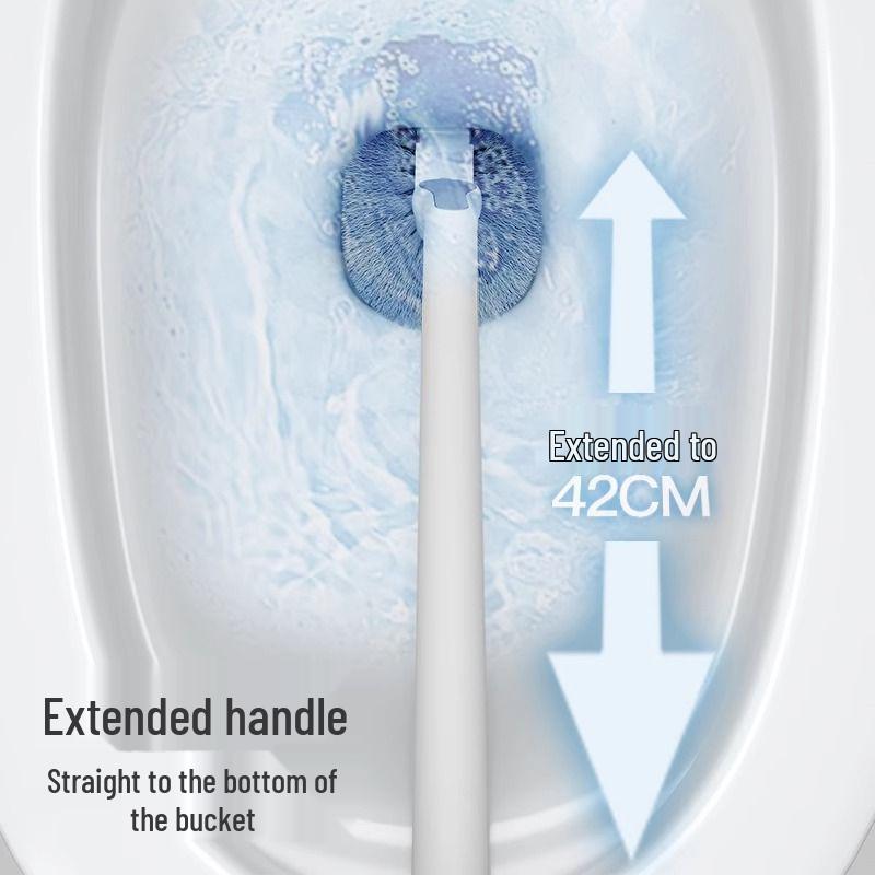 No-Dead-Angle Toilet Brush: Wall-Mounted, Punch-Free, Extended Handle for Bathroom Cleaning