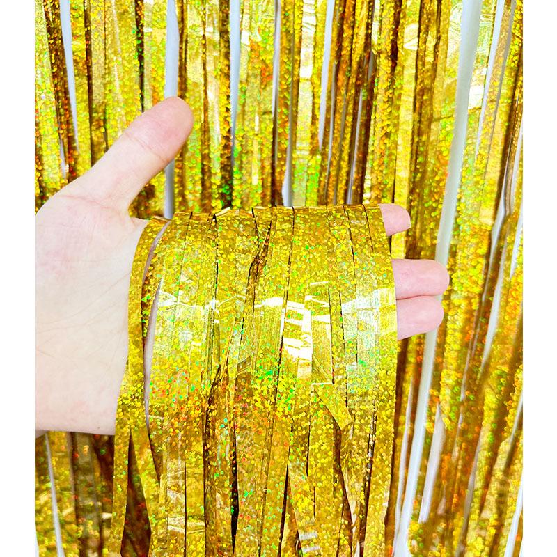 1x2m Laser Rain Tinsel Garland Door Curtain for Weddings, Christmas, Birthdays, and Party Backdrops