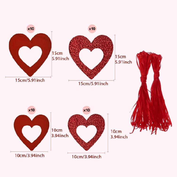 40 Pieces Cutout Heart Hanging Pendant for Indoor Christmas Tree Embellishments Festival Home Decoration Accessories