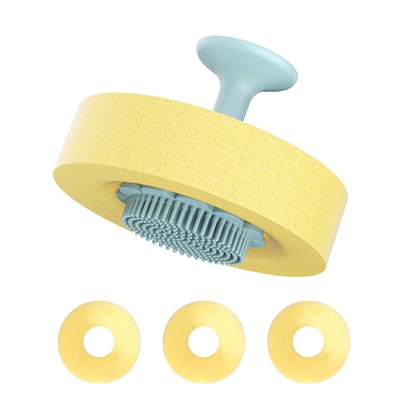 

Silicone Dishwashing Brush Soft Flexible Handle with Suction Cup Storage and Detachable Sponges Kitchen Dish Scrubber зелений