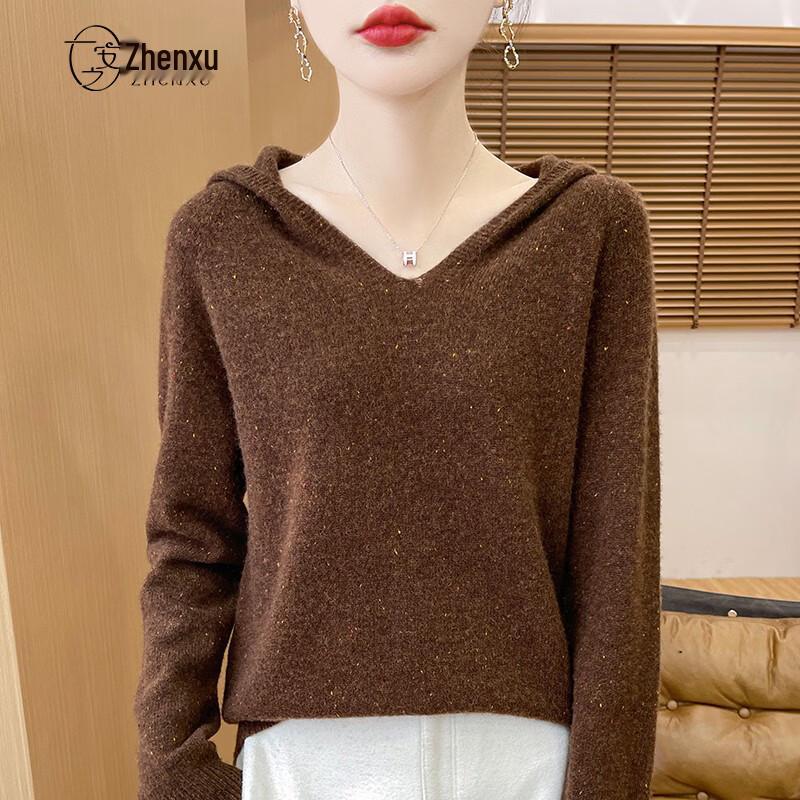Zhenxu Women's 100% Merino Wool Hooded Sweater