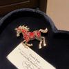 Classic Rhinestone Horse Brooches Year of The Horse Zodiac Animal Lapel Pins Jewelry Casual Metal Badge Pin for Women