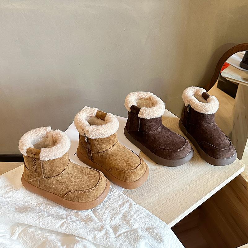 Girls Snow Boots Winter New Children's Cotton Shoes Piled Thickened Large Cotton Boots Boys Non-slip Snow Shoes