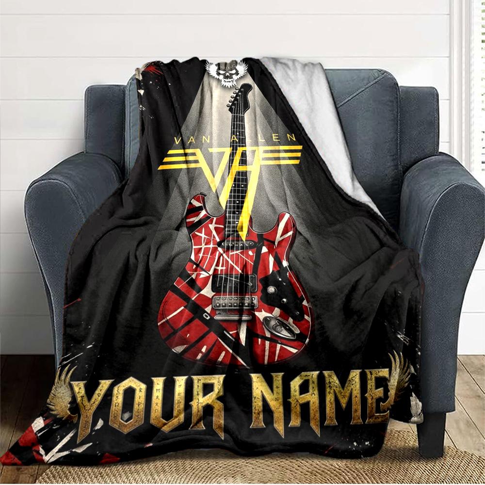 Name Custom VAN HALEN Print Flannel Blanket High Quality Warm Comfortable Cover for All Seasons Perfect for Gifts Home Decor