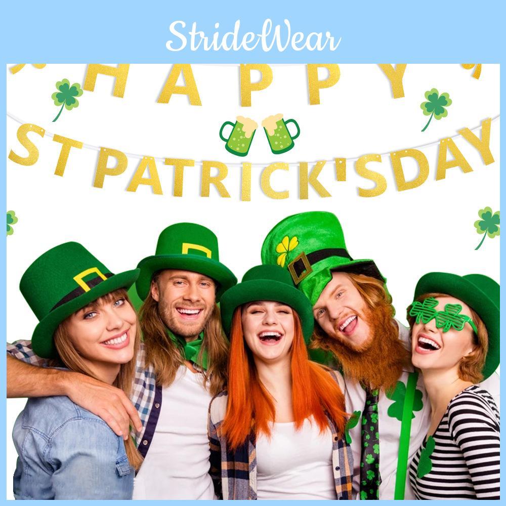 Lebhafte St. Patrick's Day Banner mit goldenem Glücksklee Irisch thematische Partydeko