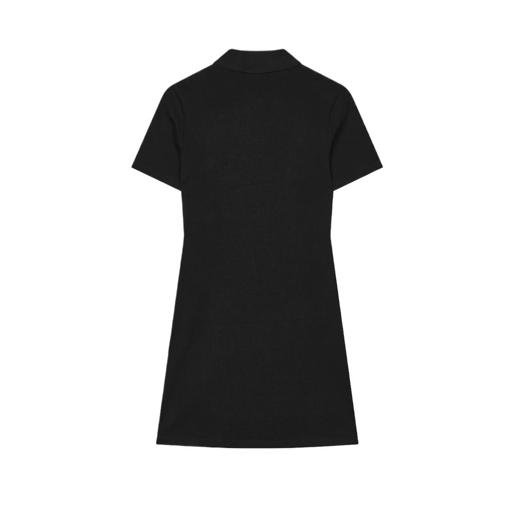 FILA Solid Color Fashion Casual Short Sleeve Dress Women dresses Black F11W438317ABK