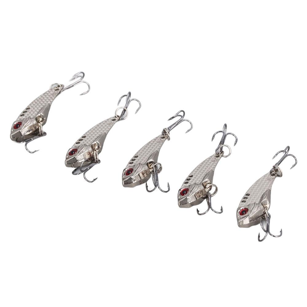 5PCS Metal Fishing Blade Lure VIB Spinner Spoon Lures Durable Fishing Lures  For Walleye