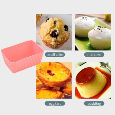 5 Stück Silikon Kuchenform Rechteck Muffin Cupcake Backformen Wiederverwendbar DIY Kuchen Dekorationswerkzeug Hochzeits-Geburtstagsfeier Dekorationen
