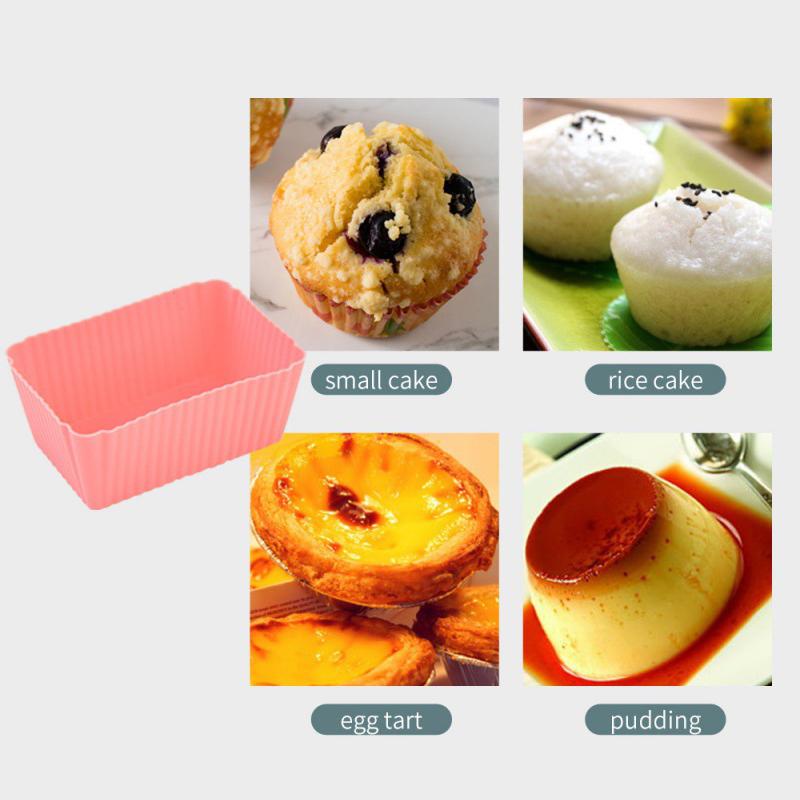 5Pcs Silicone Cake Mold Rectang Muffin Cupcake Baking Molds Reusable Diy Cake Decorating Tool Wedding Birthday Party Decorations