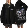 Stray Kids Run It World Tour Reißverschluss Hoodie, Gruppenmitglied Porträt Östliche Grafik Übergroße Reißverschluss Kapuzenjacke für Fans