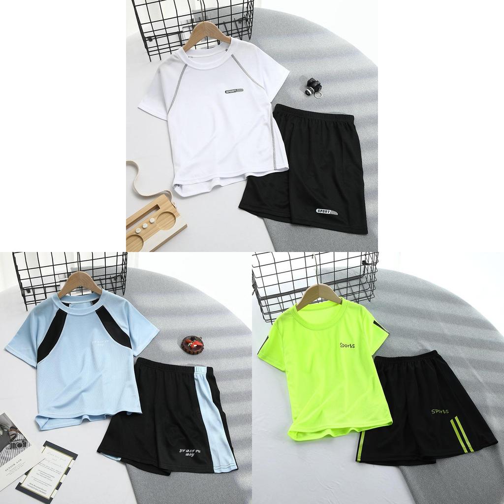 Kids Basketball Uniform Set With Polyester Fabric Short Sleeve Shorts For Summer Play