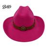 Winter Windproof Wool Cap Unisex Western Cowboy Hat, Felt Fedora Hat with Faux Leather Retro Style Band, Wide Brim Cowgirl for Men Women Outdoor