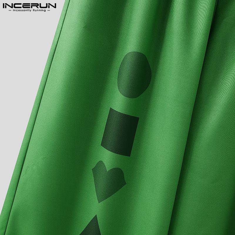INCERUN Men Casual Loose Elastic Waist Print Long Wide Legs Pants Trousers