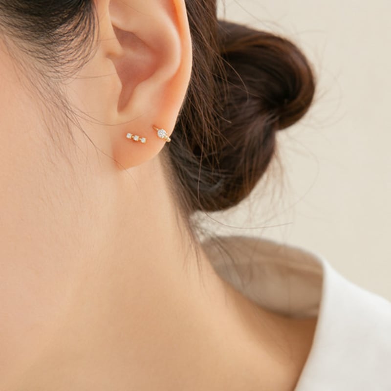 LUNNE 14k Triple Q Bar Piercing (14k Gold) (Bar Thickness 1mm) #PIB13