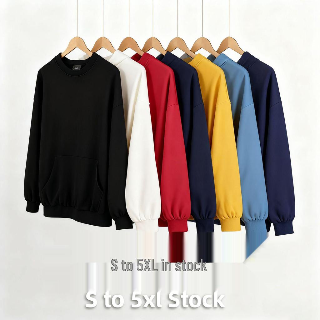 Loose Solid Color Round Neck Hoodie - Unisex Long Sleeve for Couples, Spring & Autumn