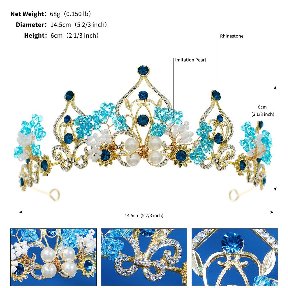 

Европейская и американская барочная свадебная корона, аксессуары для волос, ретро, высококлассные свадебные аксессуары, ручная работа, бисер, сплав, корона принцессы