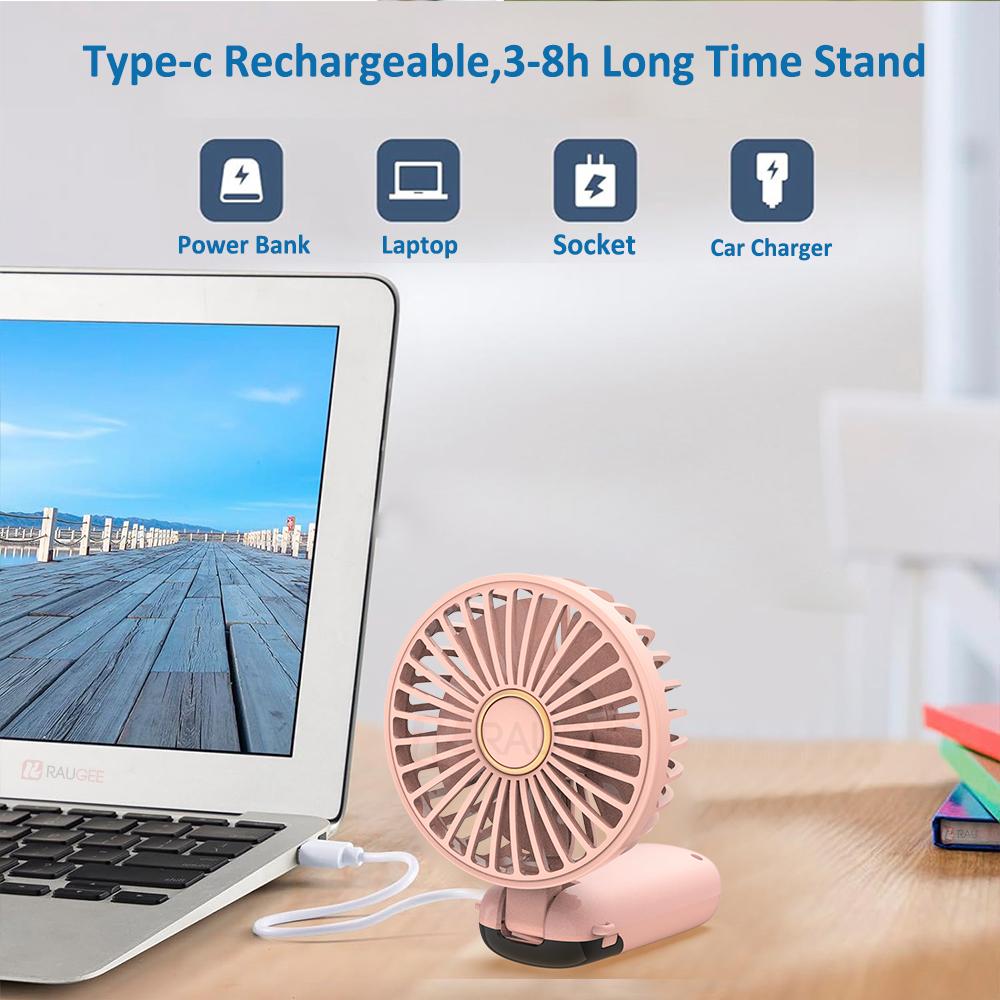 Handheld Fan Portable Neck Hanging Fan 5 Speed USB Rechargeable with Phone Stand and Display Screen Mini Foldable Fan for Travel