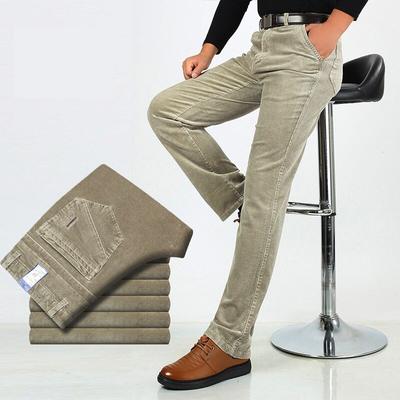 Herren Herbst und Winter Locker gepolsterte elastische Freizeithose mittleren Alters hoch taillierte Businesshose