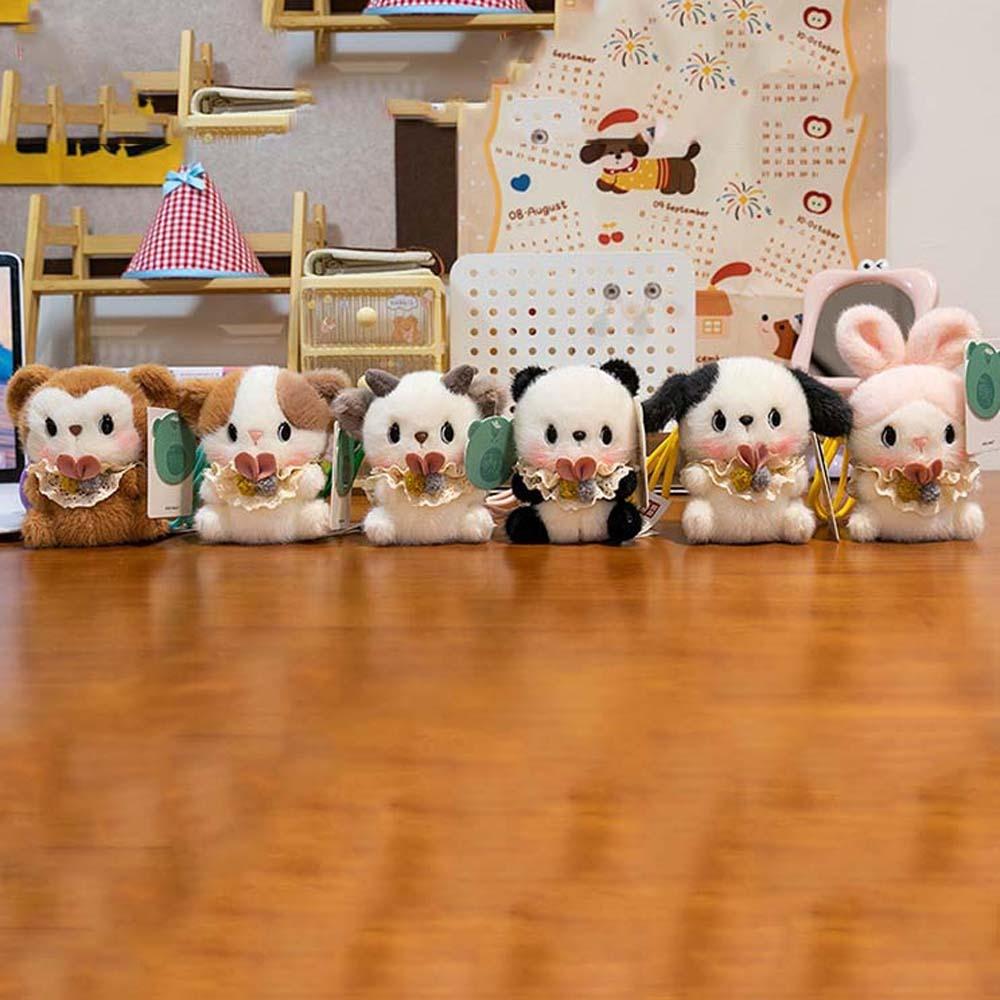 Soft Plush Dog Pendant Funny Cartoon Animal Keychain Kawaii Bear Doll Key Ring  Friends