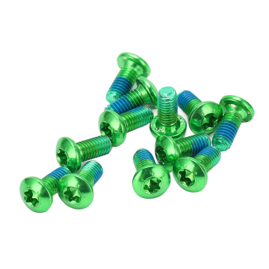 12pcs M5x11.5mm Bicycle Disc Brake Rotor Bolts Screws Alloy Disc Rotor Screws for Mountain BikeGreen, 12 Pcs set