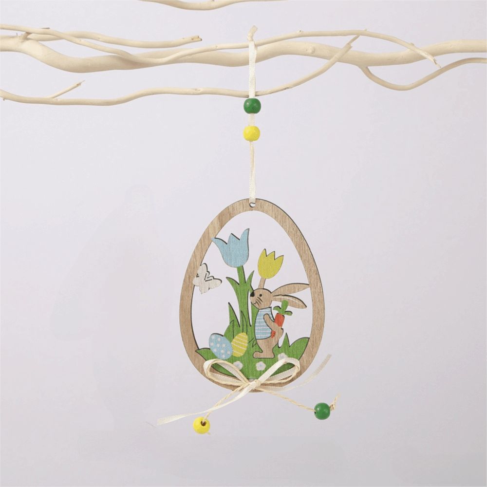 Easter Decor Easter Ornaments Wood Material Hanging Ornaments Wooden Ornaments  Outdoor Decor