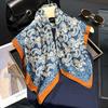 Elegant Square Silk Scarf Flower Pattern Handbag Wraps Head Handkerchief 70*70Cm Double Sides Neckerchief Women