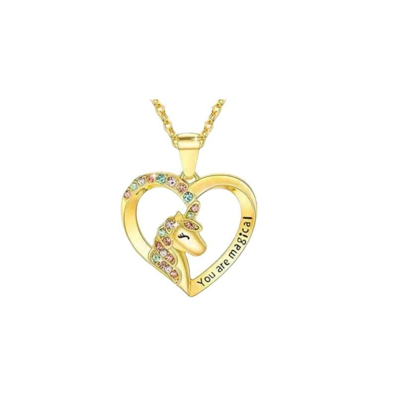 Heart Unicorn Pegasis Shaped Necklace Hollow Out Bracelet Simplicity Fashion