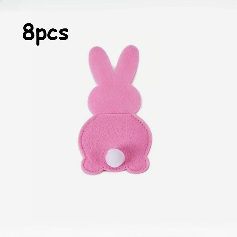 

8pcs Rabbit shaped cutlery set, Easter knife and fork bag, cutlery bag, Easter Decoration, Kitchen knife and fork storage set