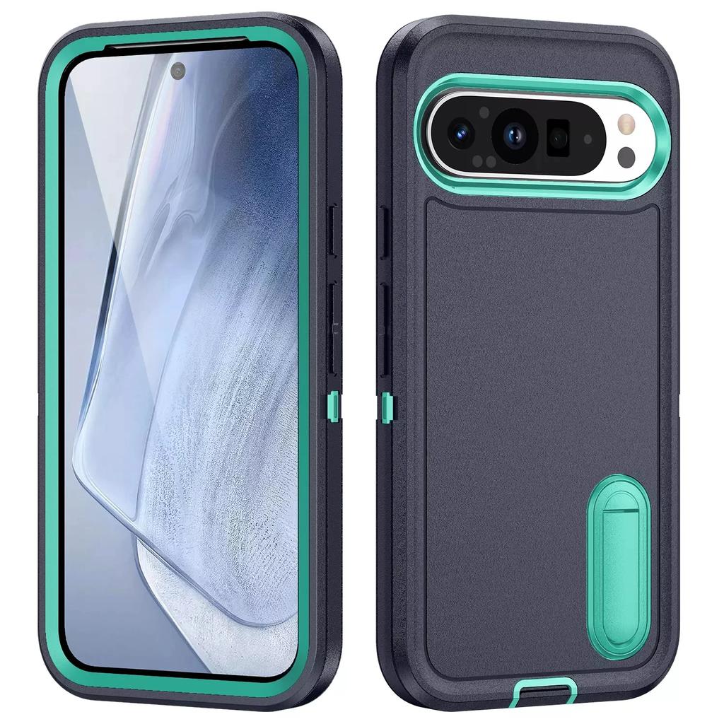 Coque robuste en silicone à armure lourde pour Google Pixel 9 /9 Pro / 9 Pro XL Robuste Protection Lourde avec Support Housse antichoc
