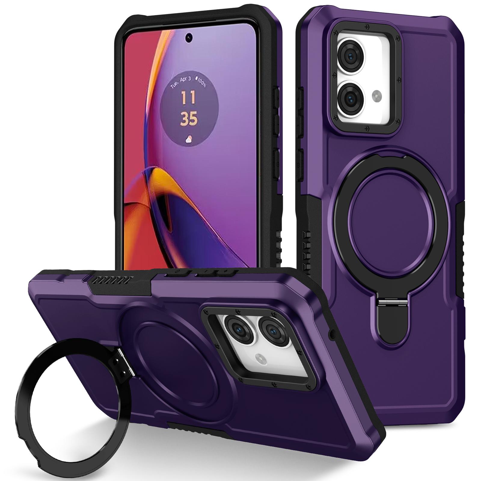 

For Motorola Moto G84 5G Case TPU+PC Dual Layer Kickstand Phone Cover Dark Purple