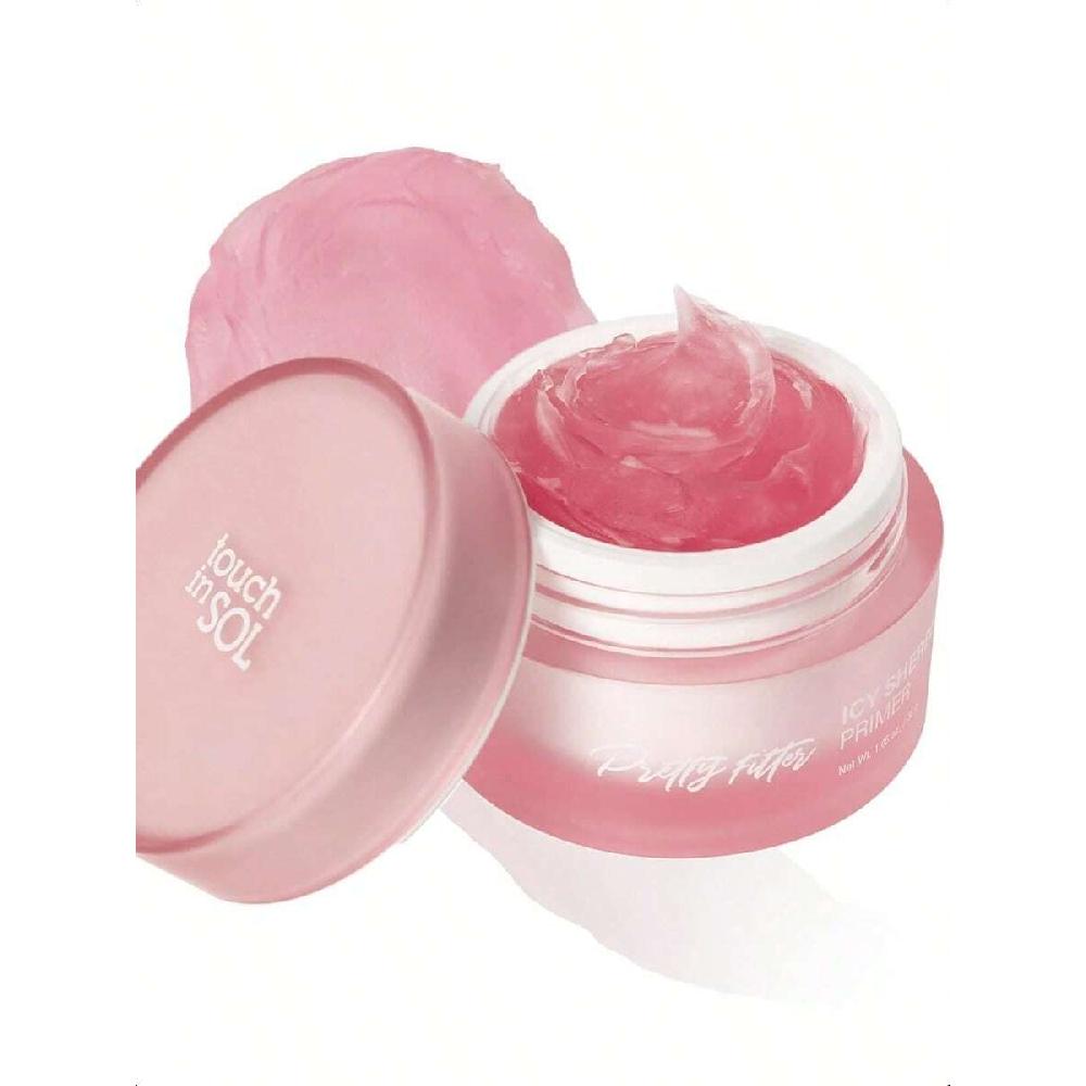 

Touch in SOL Icy Sherbet Primer 30мл Зволожуючий праймер для обличчя для сухої жирної шкіри Шовковистий мінімізатор пор зморшок Без силікону Без олії Охолоджуюча гелева формула Primer 30ml