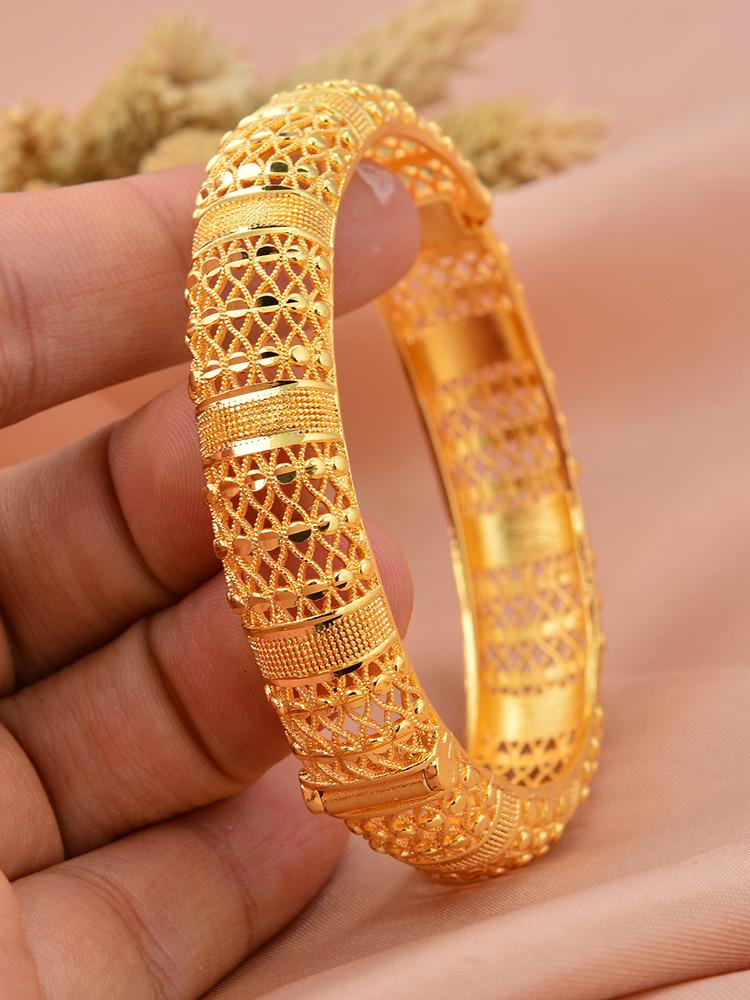Dubai Gold Color Bangles for Women Dubai Bride Wedding Ethiopian Bracelet Africa Bangle Arab Jewelry Gold Charm Bracelet