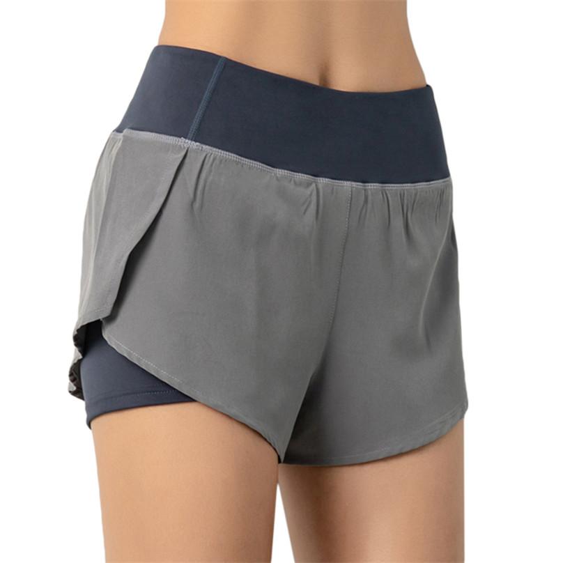 Fashion Sports Fitness Yoga Shorts Quick Dry Jogging Elastic Waist Women's Shorts Anti Walk Invisible Pocket Shorts