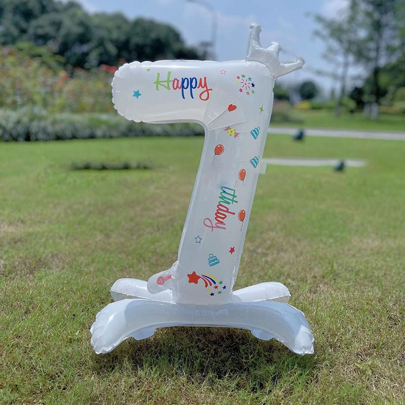 32 Inch White Standing Crown Digital Balloon For Children's Birthday Party Decoration And Photography Props