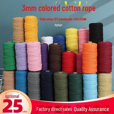 3mm Thick Colorful Braided Cotton-Polyester Rope for DIY, Tapestry, Binding & Tagging