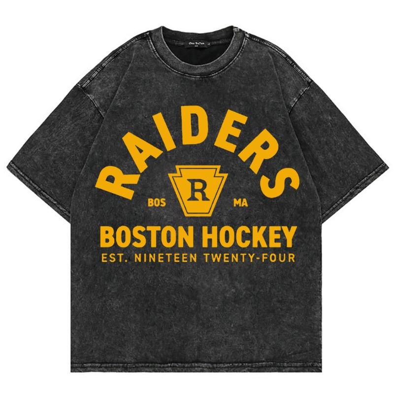 100% Cotton Vintage Washed Heated Rivalry Ilya Rozanov 81 Boston Raiders T Shirt Men Scott Hunter Shane Hollander Acid Wash Tees