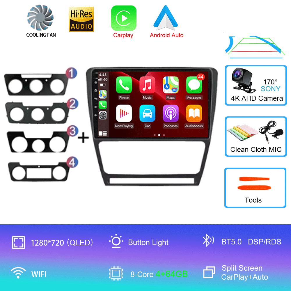 Android 14 Car Radio for Skoda Octavia 2 A5 2004 - 2013 Multimedia Video Player Navigation Stereo DVD Carplay Audio Head Unit