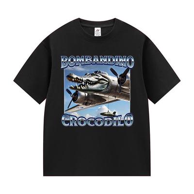 Bombardiro Crocodilo Funny Brain Rot Meme T Shirts Men Vintage Oversized Print T-Shirt Unisex Summer High Quality Cotton T Shirt
