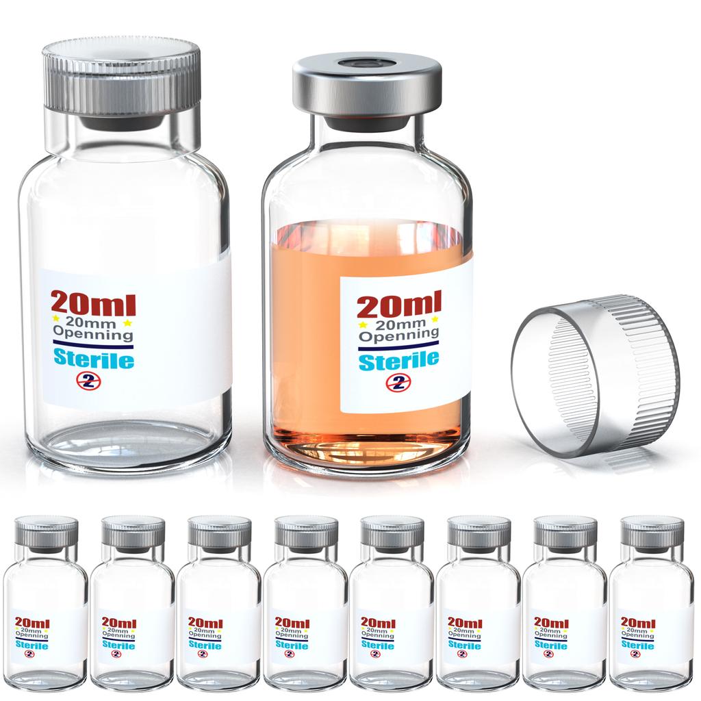 Sterile Empty Vials With Reuse Cap And 13 /20 mm Self Healing Injection Port,Buckle Glass Vials ,Sterile Package,Clear