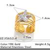 Stainless Steel Angel Wing Ring Unisex Color Block Heart Star Multi-layer Stackable Open Ring Punk Wide Non-fade Hand Jewelry